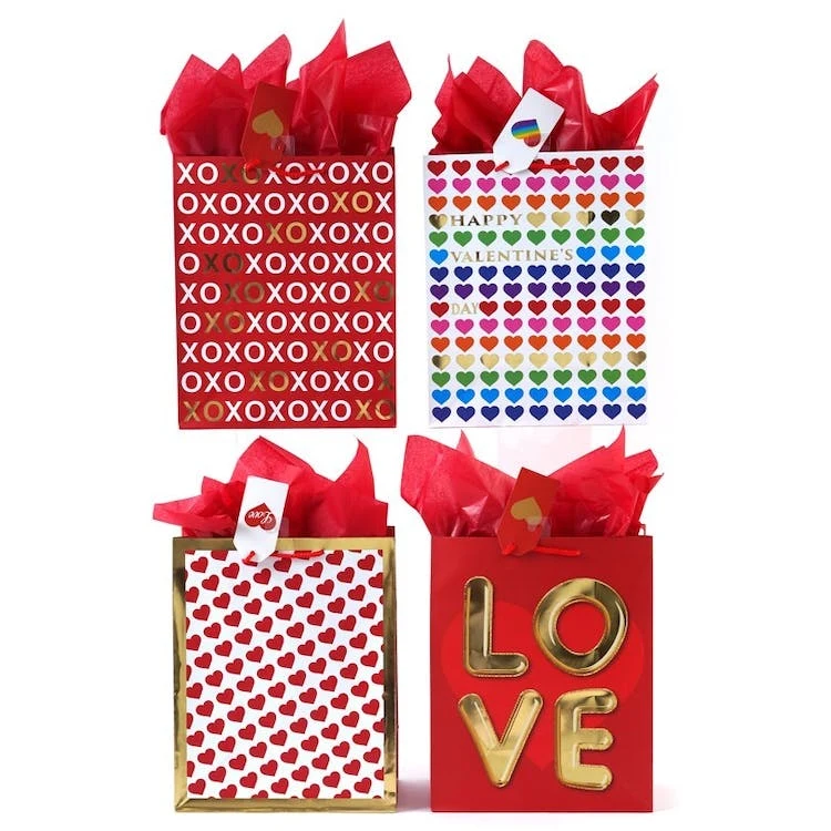 Large Valentine Gift Bags - Hot Stamp 4 Designs 1