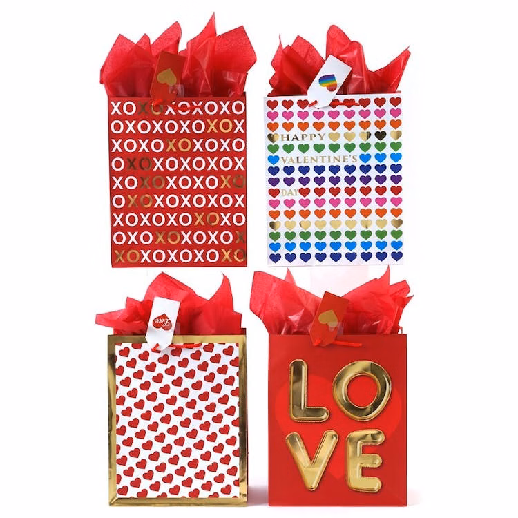 Large Valentine Gift Bags - Hot Stamp 4 Designs