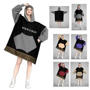Adults Winter Plus Size Sherpa Flannel Oversized Hoodie Blanket With Hoods 1