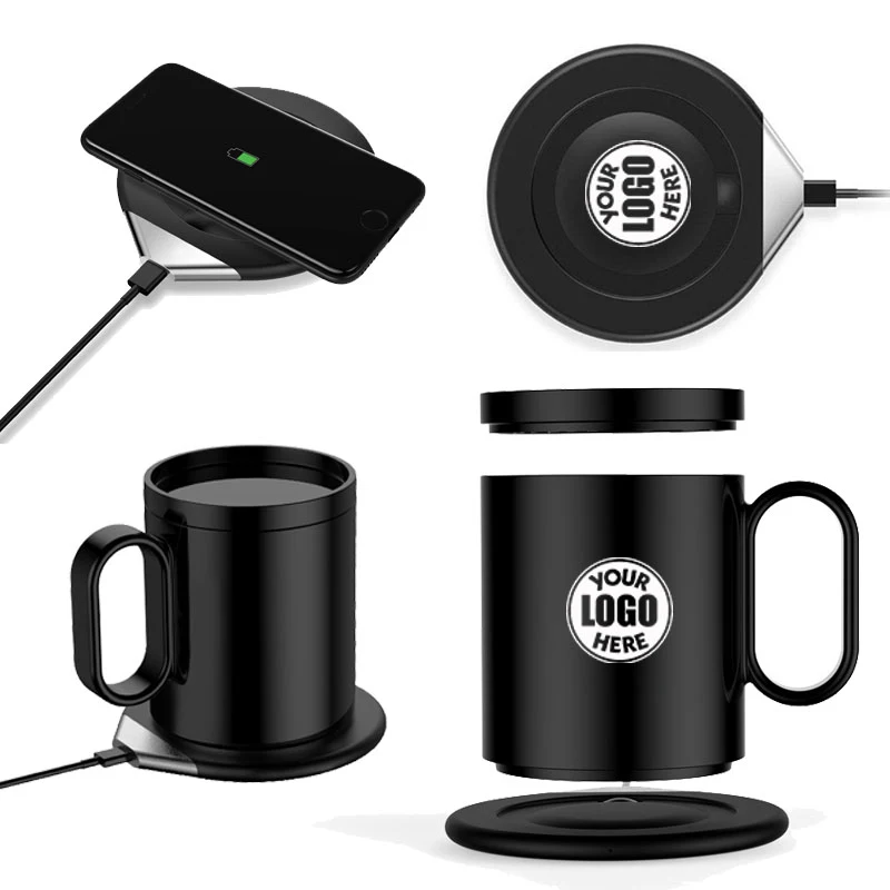 2-In-1 Wireless Charging Heated Coaster With Ceramic Mug 1