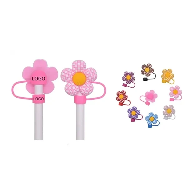 Custom Silicone Straw Protective Sleeve Flower Cap Anti Leak — Sustainable Drinkware Accessory 1