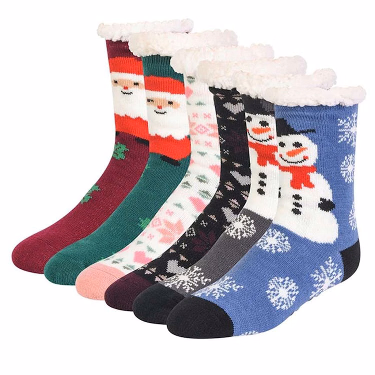 Women's Thermal Non-Skid Socks - Winter Designs 2 Size 6-8 Lined