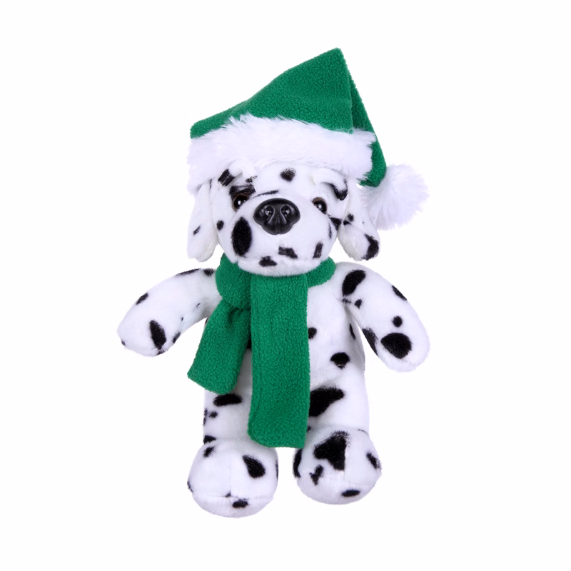 Soft Plush Stuffed Dalmatian with Christmas Hat and Scarf