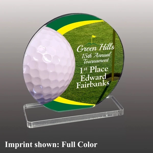 Golf Ball Themed Acrylic Award - Full Color 1