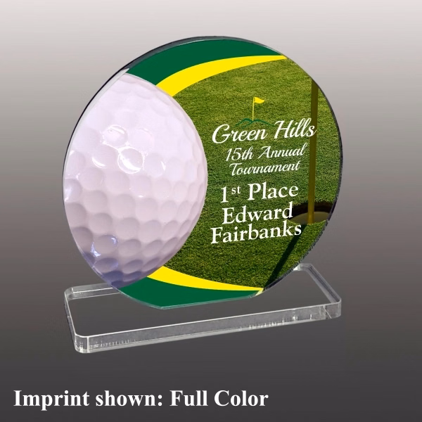 Golf Ball Themed Acrylic Award - Full Color