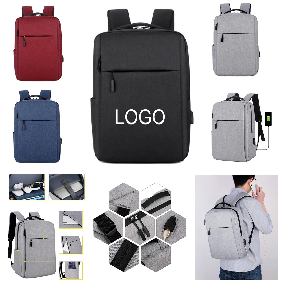 Travel Laptop Backpack With USB Charging Port 1
