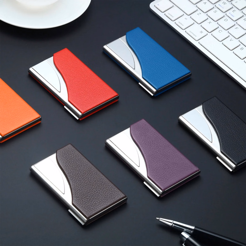 Stainless Steel Leather Business Card Case