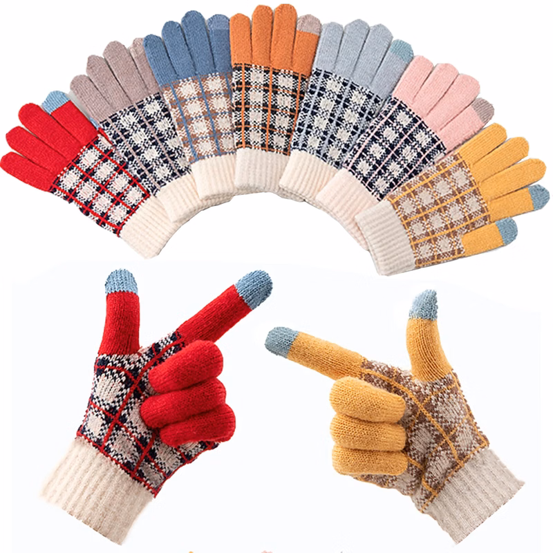 Warm Winter Ladies Wool Knit Touch Screen Gloves