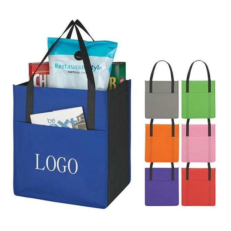 Non-Woven Shopper's Pocket Tote Bag (13"x9.5"x14.5") 1