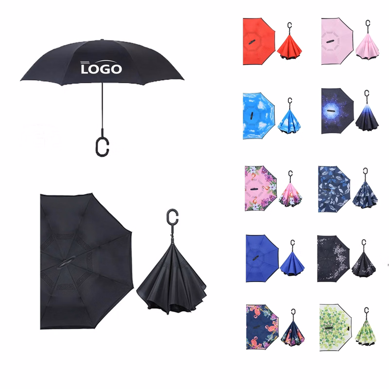 Double Layer C Handle Inverted Reverse Folding Umbrella