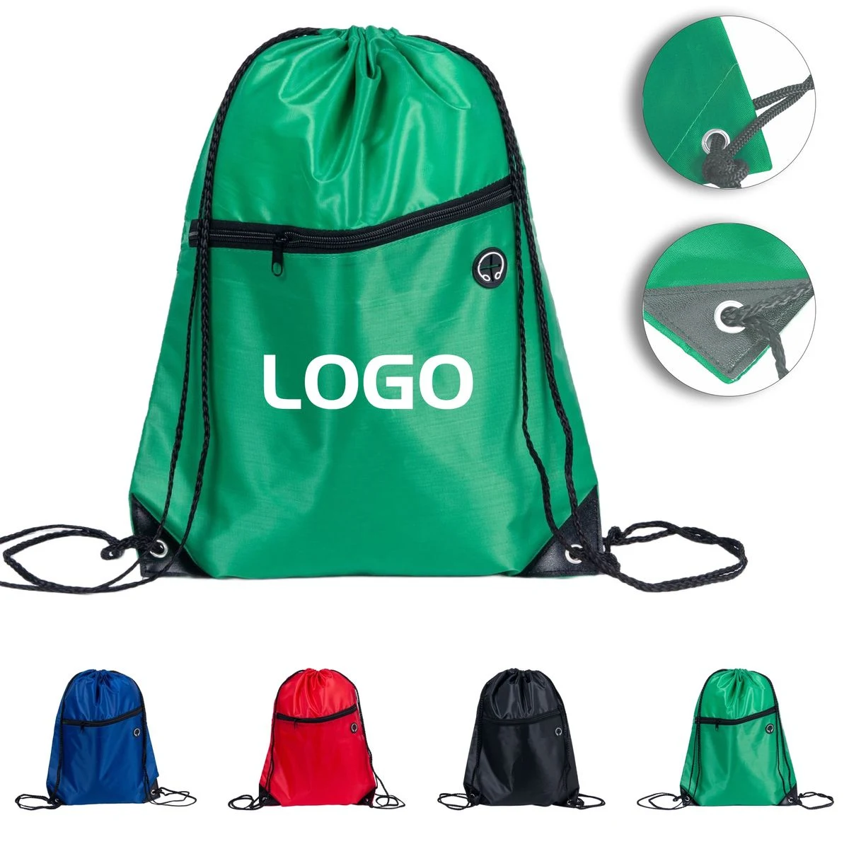 Durable Polyester Drawstring Backpack with Breathable Mesh 1