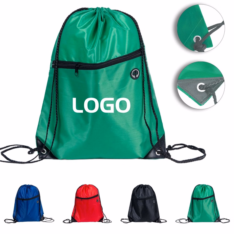 Durable Polyester Drawstring Backpack with Breathable Mesh