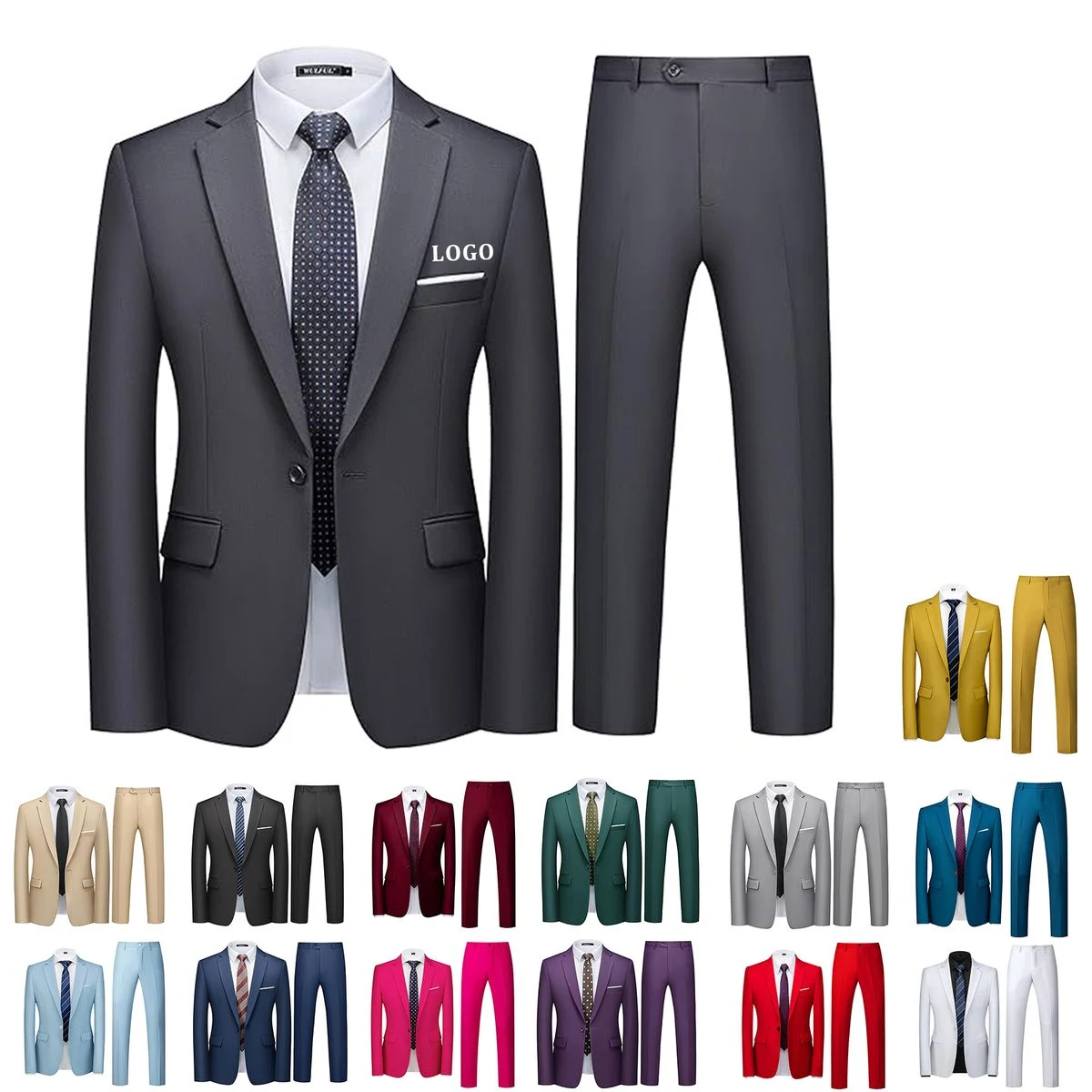 Men 2 Piece Slim Fit Suit Set 1