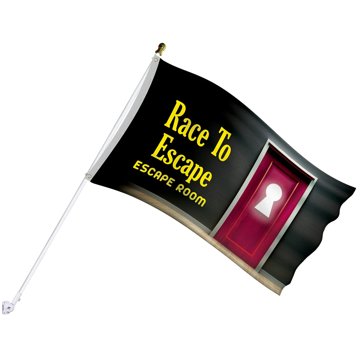 Promotional Flag Kit with 3' x 5' Flag and White Bracket 1