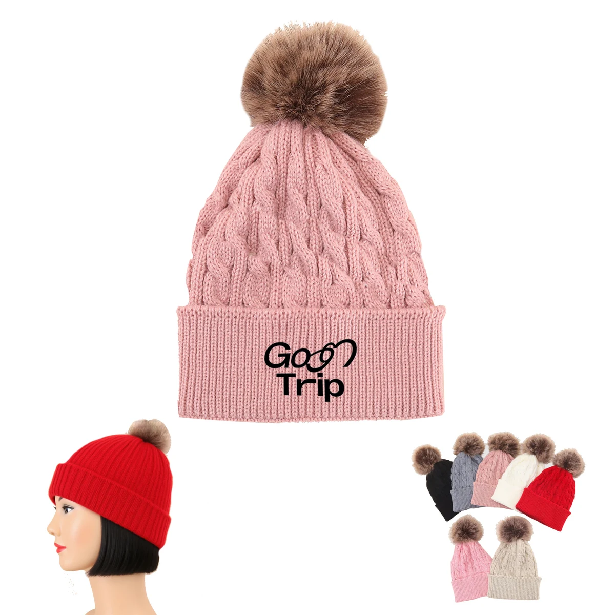 Cabled Pom Beanie 1