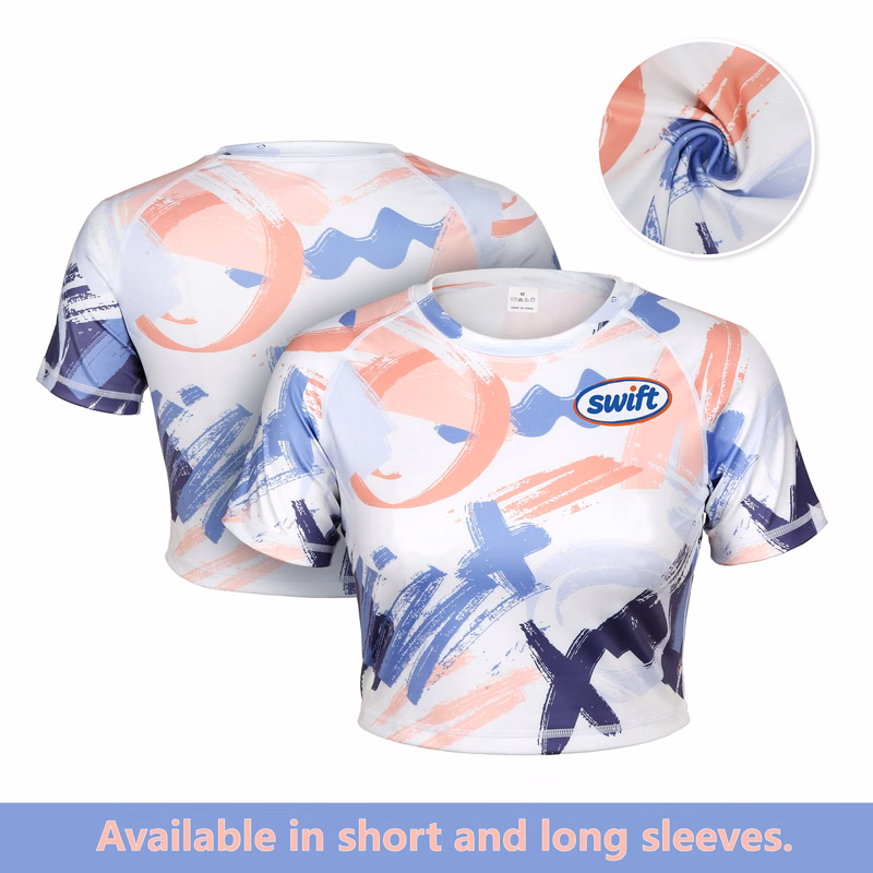 Women's Raglan Workout Crop Top Gym Shirt (Full Color)