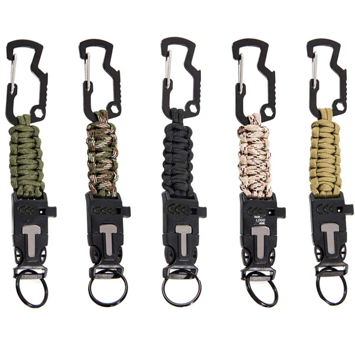 Polyester Multi-Function Survival Bracelet w/Carabiner 1