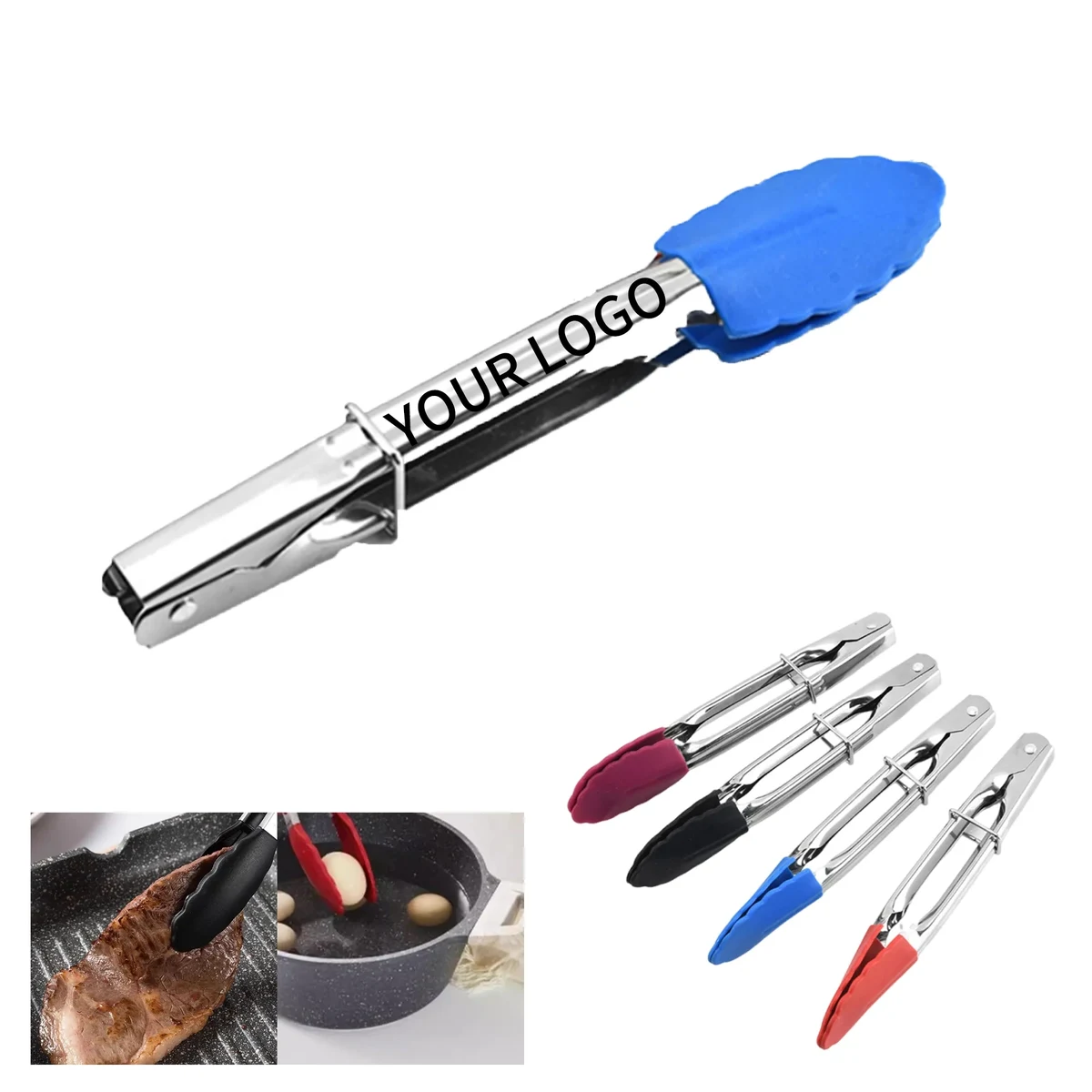 Stainless Steel BBQ Tongs with Silicone Tips 1