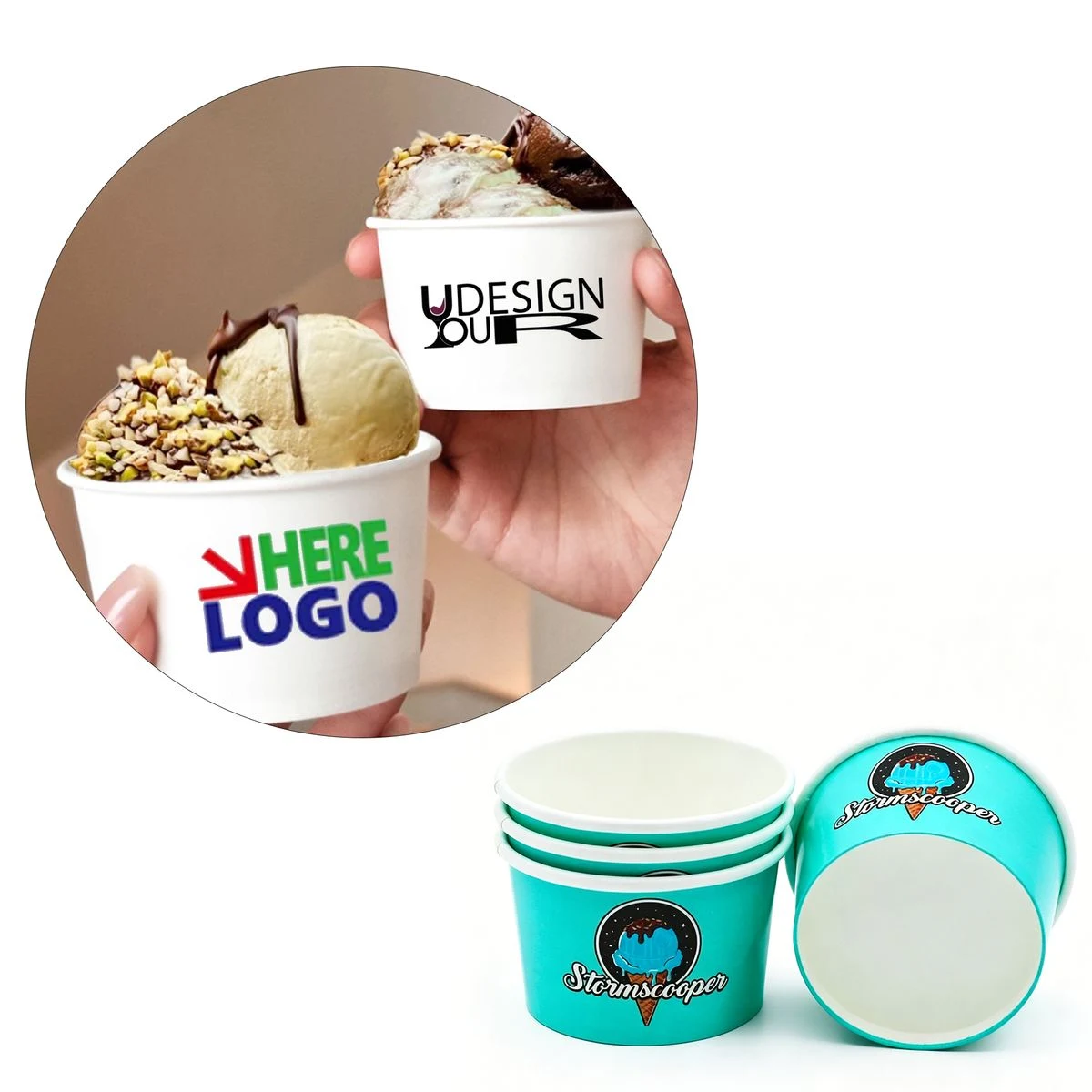 8 oz Thickened Disposable Ice Cream Paper Cup 1