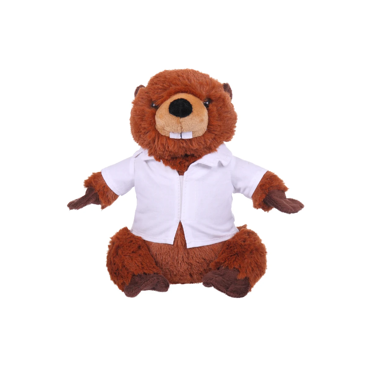 Soft Plush Sitting Beaver wearing a Doctor Jacket 1