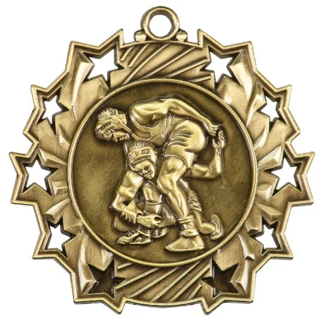 Wrestling Ten Star Medal, 2-1/4" 1
