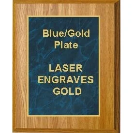 9" x 12" Oak Finish Plaque with a Blue Marble Designer Plate 1