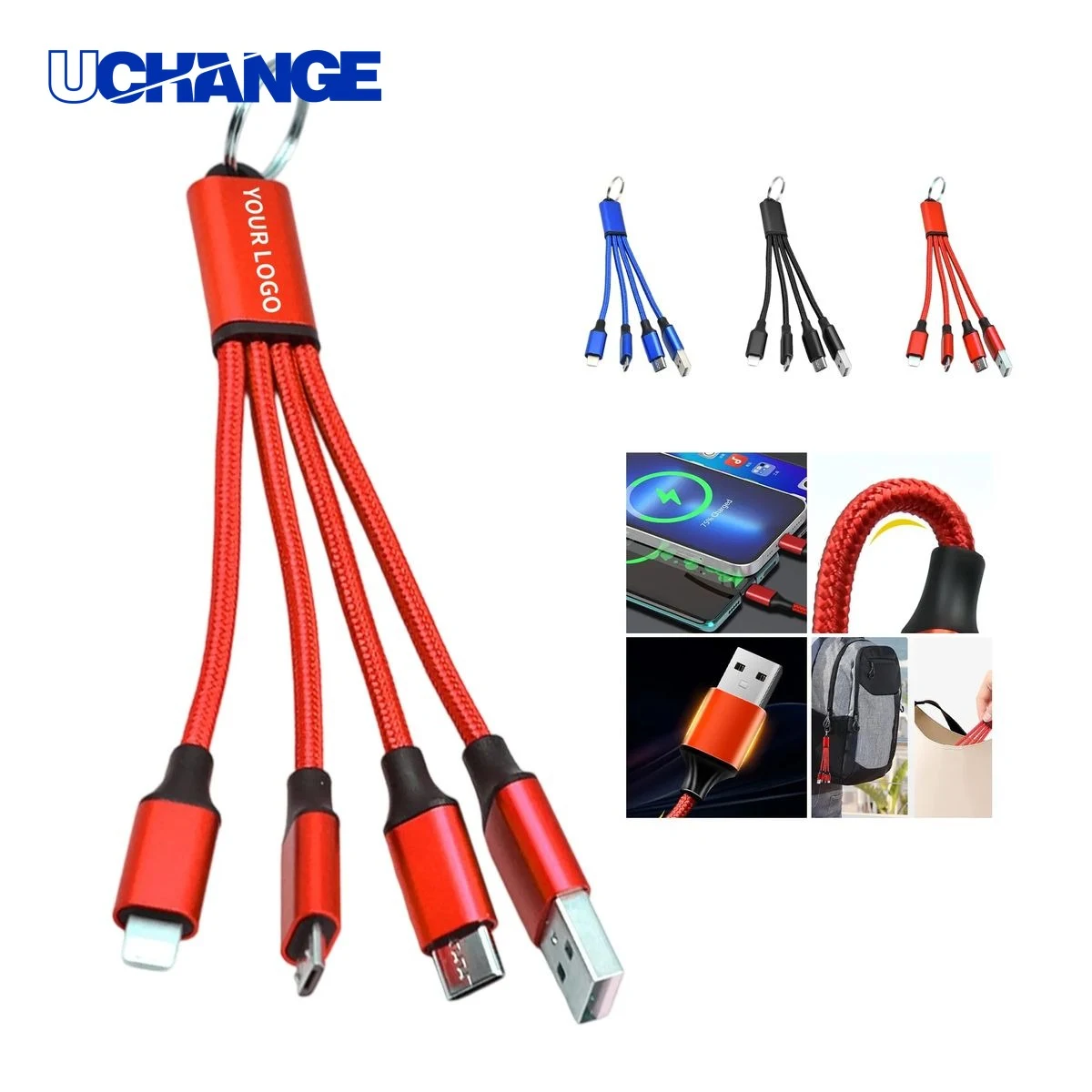 4 In 1 Charging Cable Keychain Tool for Travel Use 1
