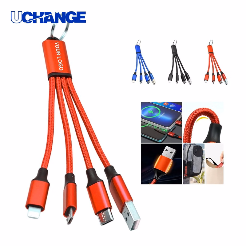 4 In 1 Charging Cable Keychain Tool for Travel Use