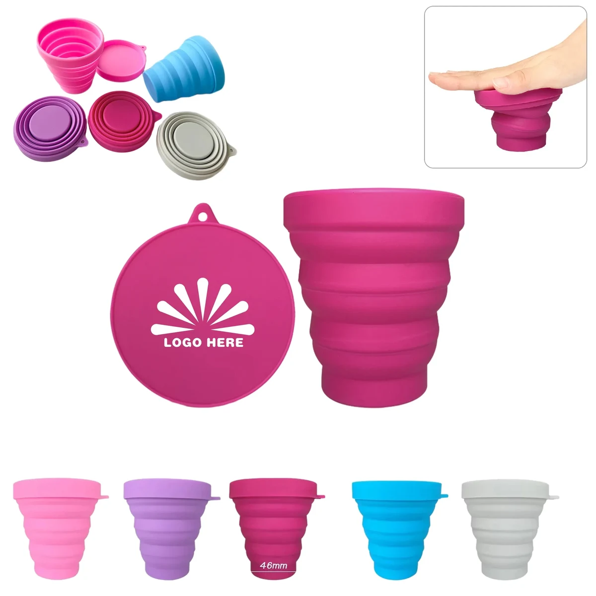 6.8oz Portable Collapsible Silicone Water Cup MOQ 100PCS 1