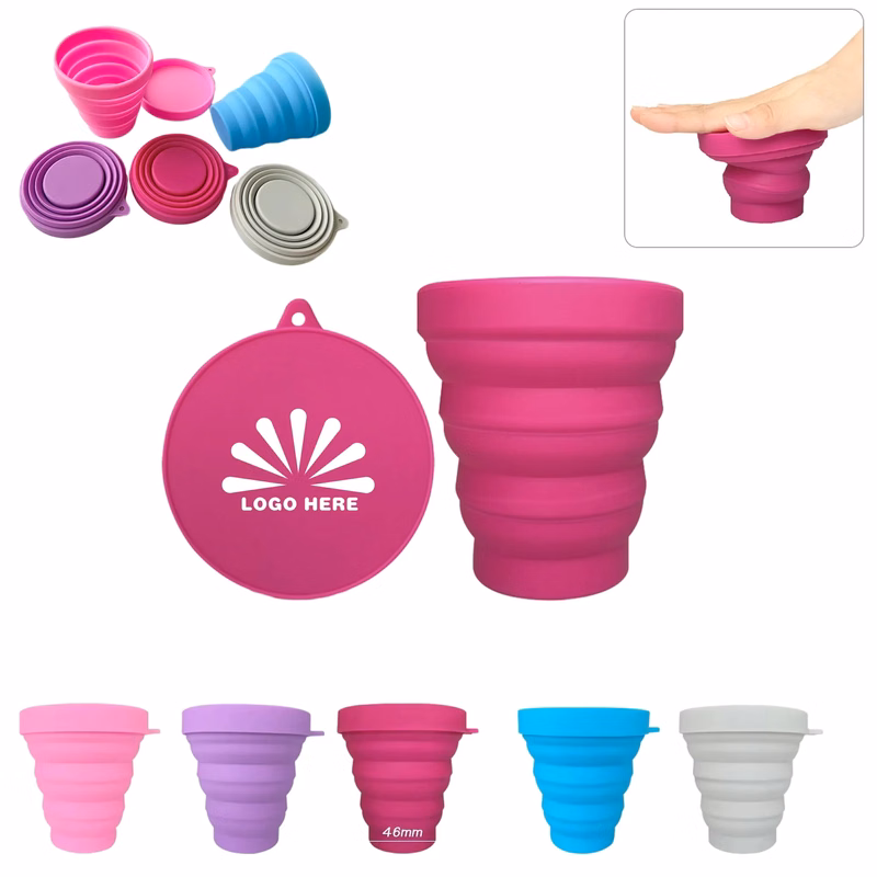 6.8oz Portable Collapsible Silicone Water Cup MOQ 100PCS