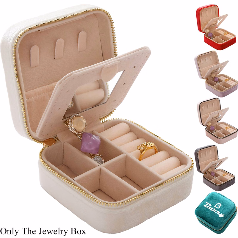 Double Layer Flip Lid Zipper Jewelry Box