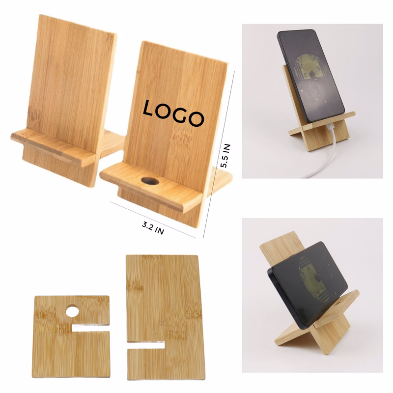 MOQ 10 PCS Adjustable Bamboo Portable Cell Phone Holder