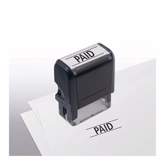 Pre-inked stock PAID stamp