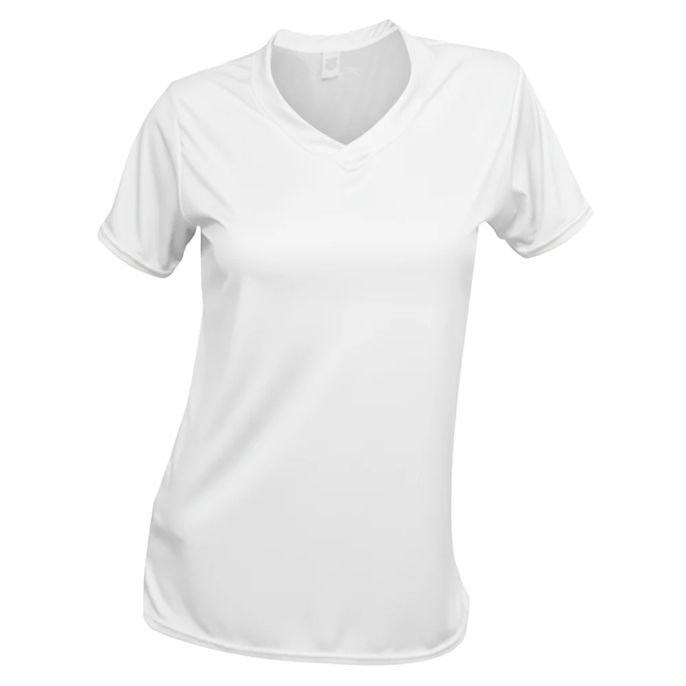 Cut & Sew Ladies V-Neck Cap Half Sleeve Shirt 1