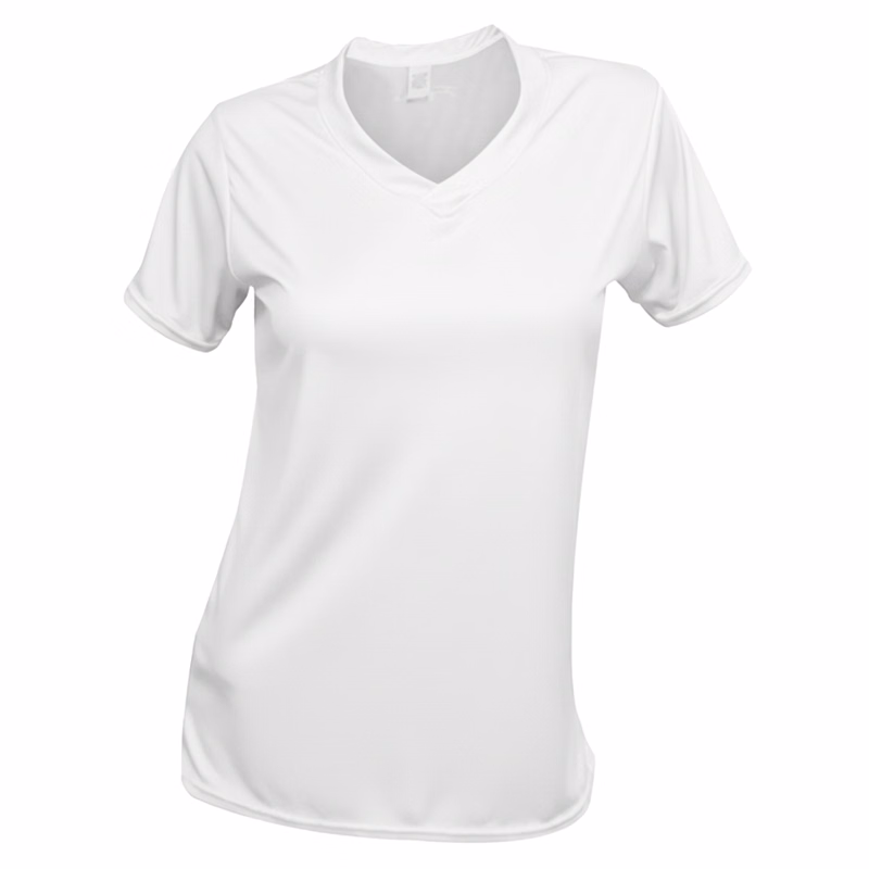 Cut & Sew Ladies V-Neck Cap Half Sleeve Shirt