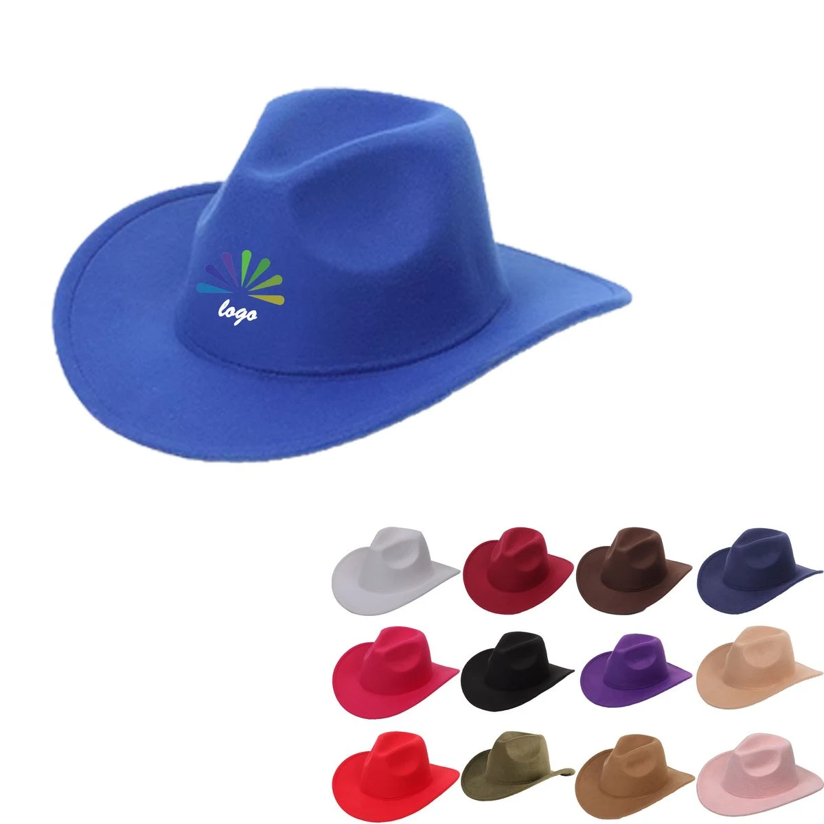 Wide Brim Polyester Felt Cowboy Fedora Hat 1