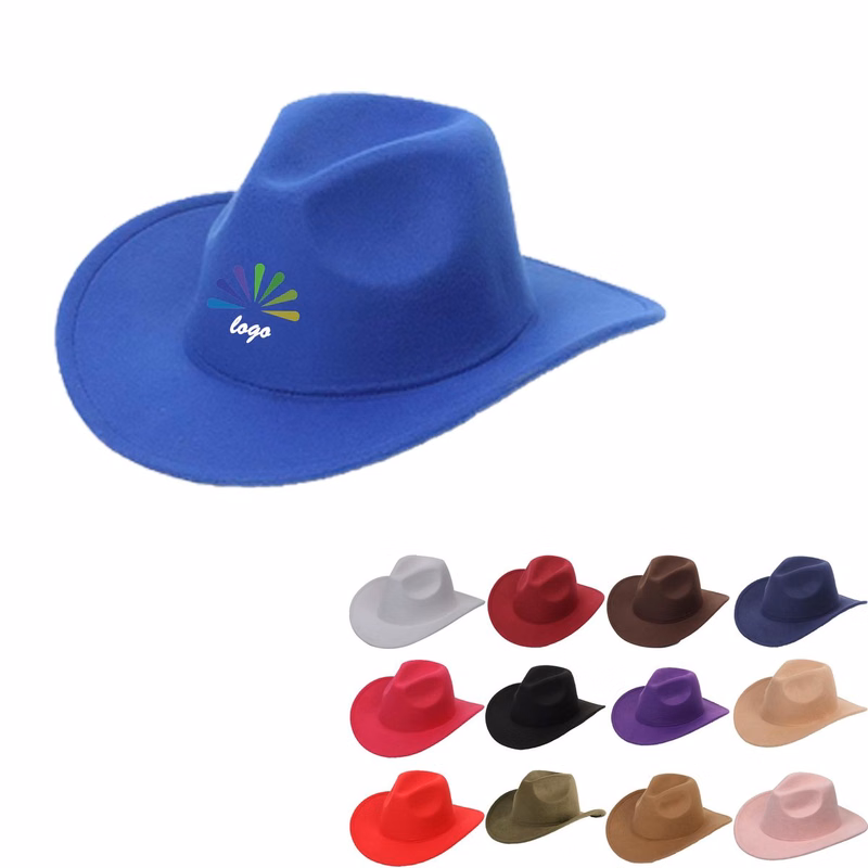 Wide Brim Polyester Felt Cowboy Fedora Hat