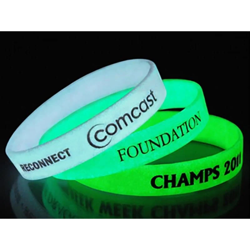 Glow in the Dark Printed 1/2" Inch Custom Silicone Wristband 1