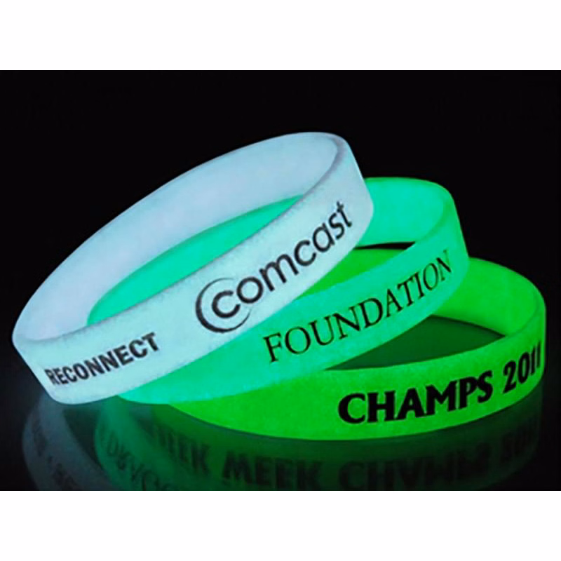 Glow in the Dark Printed 1/2" Inch Custom Silicone Wristband