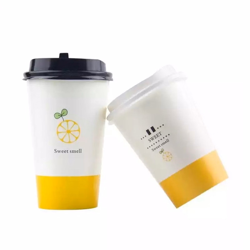 Disposable Paper Coffee Cups with Lids 16 oz