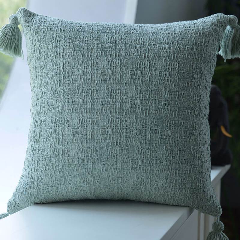 Cotton Linen Pillow Cover with Tassels
