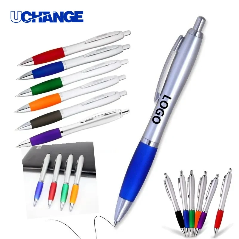 Satin Gray Click Plastic Ballpoint Pen for Office Writing 1