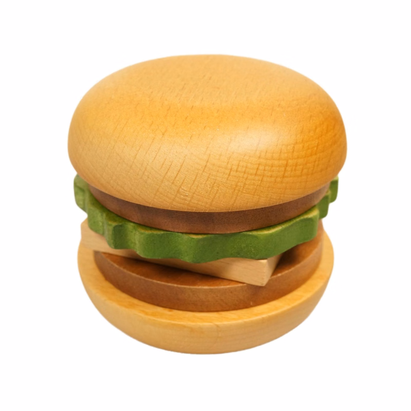 Hamburger Shaped Wood Coaster