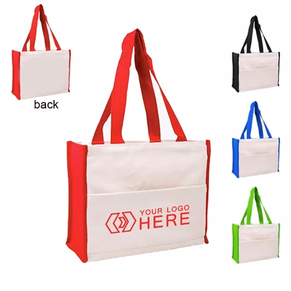 Custom Cotton Gusset Accent Box Tote - 14"w x 12"h x 6"d