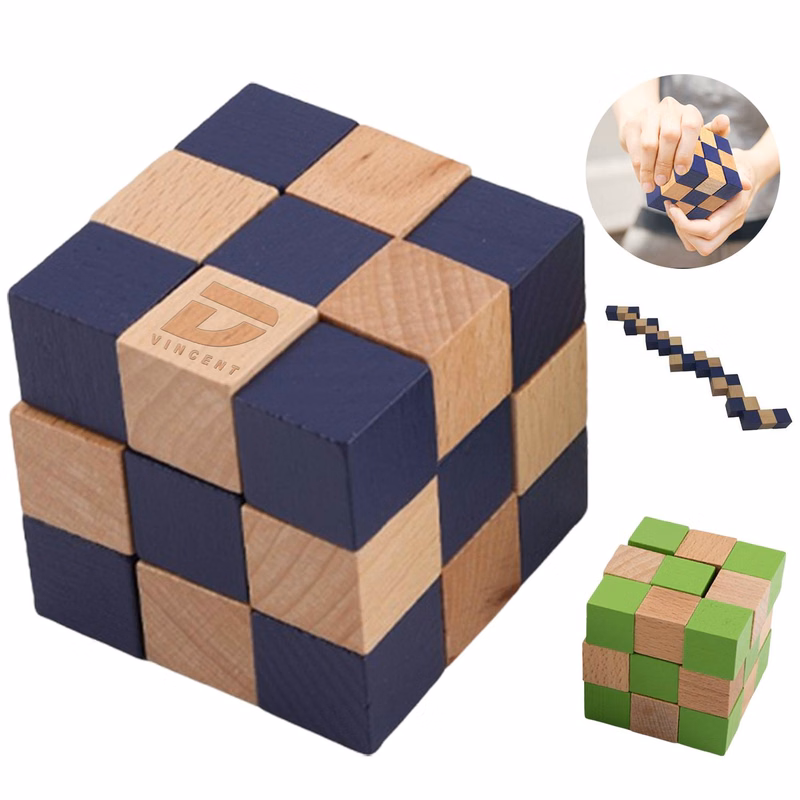 Wooden Brain Teaser Lock Puzzle Cube Toy
