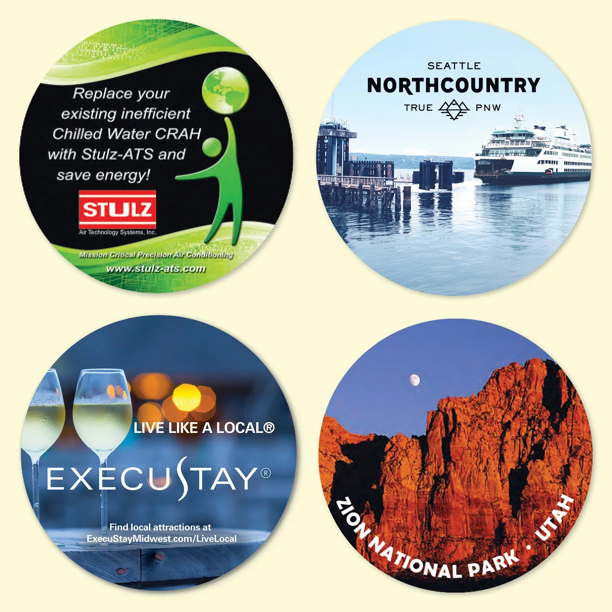 Origin'L Fabric 3.6"Round x1/8" Drink Coaster 1
