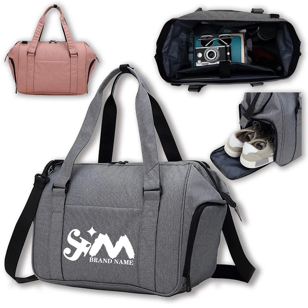 Weekender Airplane Duffel Bags Luggage With Shoe Compartment 1