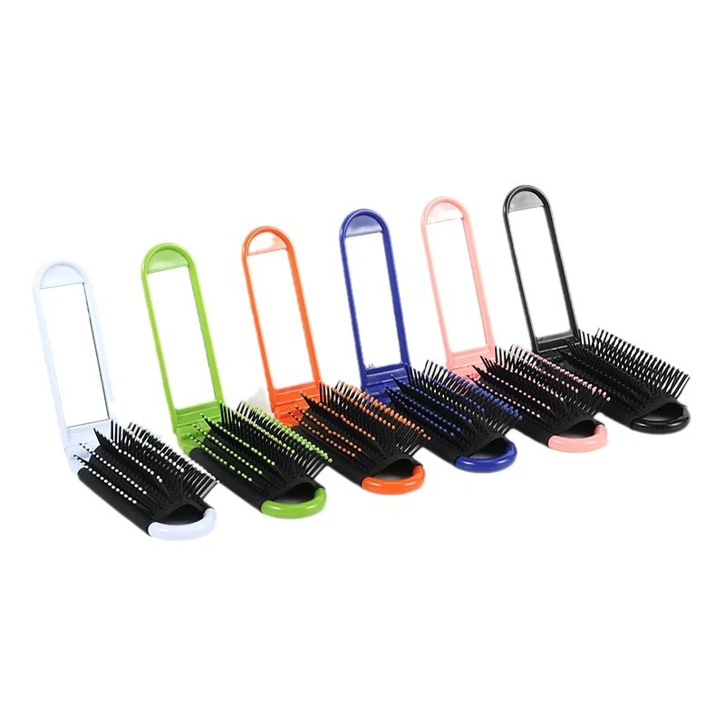 Foldable Hair Brush with Compact Mirror for Thick Curly Hair Brush 1