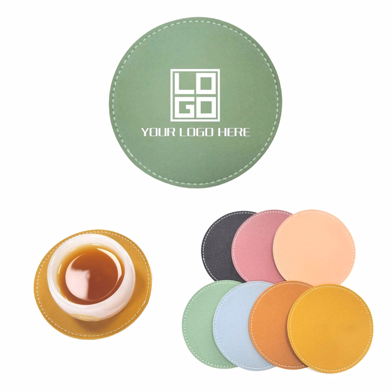 Leather Drink Coasters Round Cup Mat MOQ50pcs