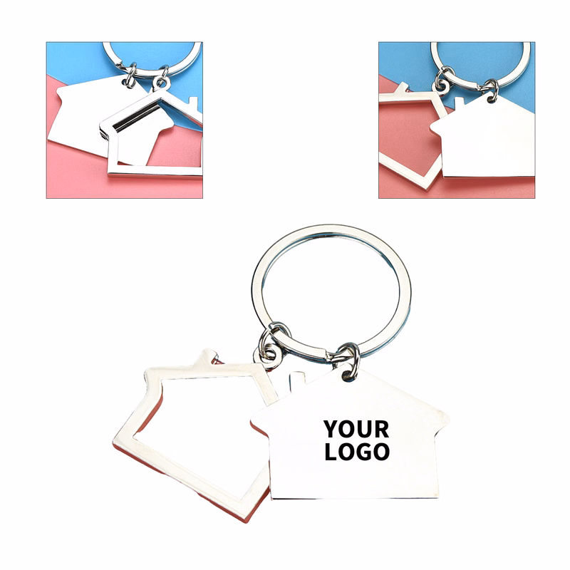 House Shape Metal Key Tag